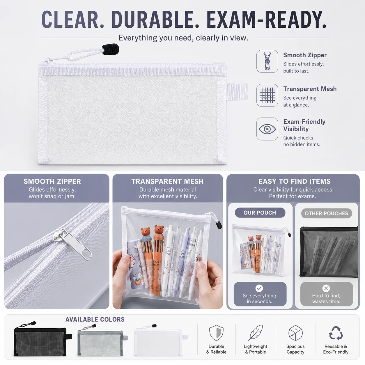 Transparent Mesh Pen Bag Clear - Clear Mesh Pencil Pouch For Exam recension och pris