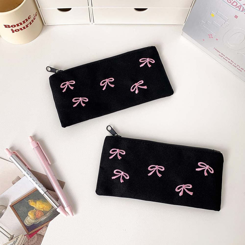 Bowknot Bow Stationery Bag Lar - Aesthetic Large Pencil Case Pouch recension och pris