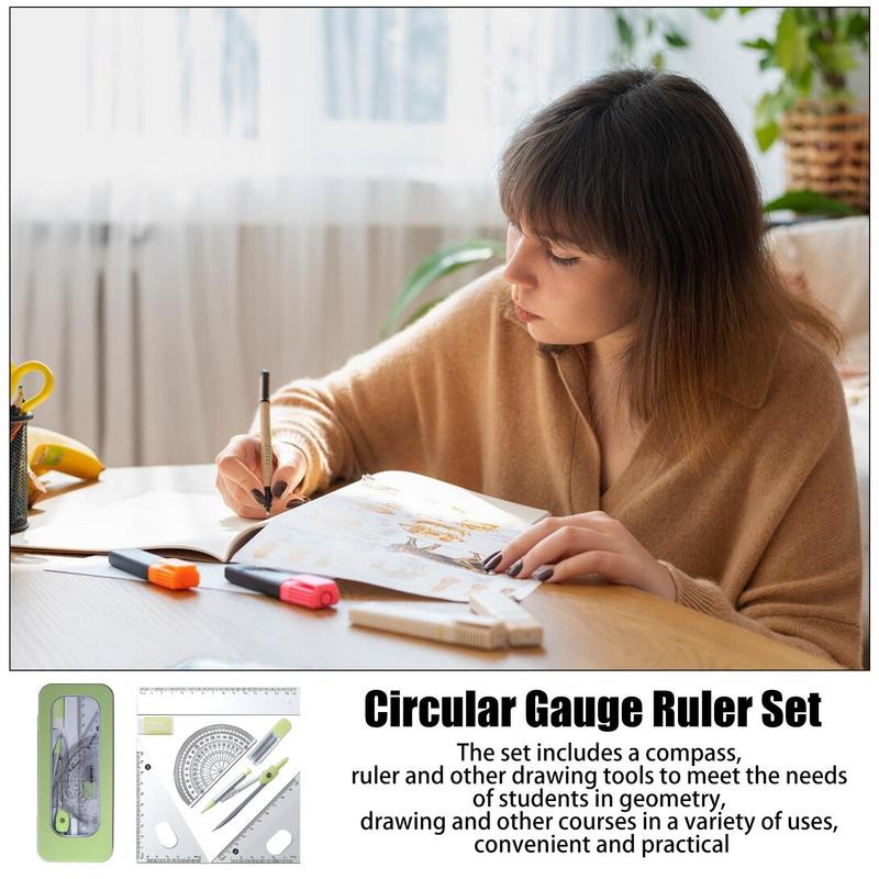 Protractor And Compass Set Mat - Math Geometry Set With Compass recension och pris