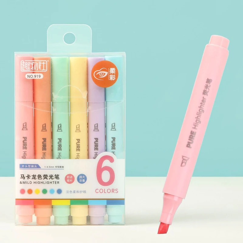 6PCS Pastel Highlighter Pens - - Pastel Highlighter Set Double Ended recension och pris