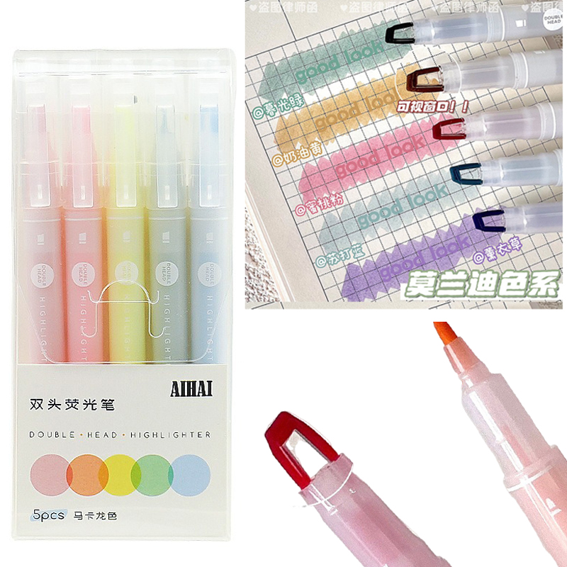 5 Colors Double Unique Window  - Pastel Highlighter Set Double Ended recension och pris