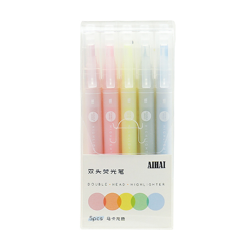 5 Colors Double Unique Window  - Pastel Highlighter Set Double Ended recension och pris